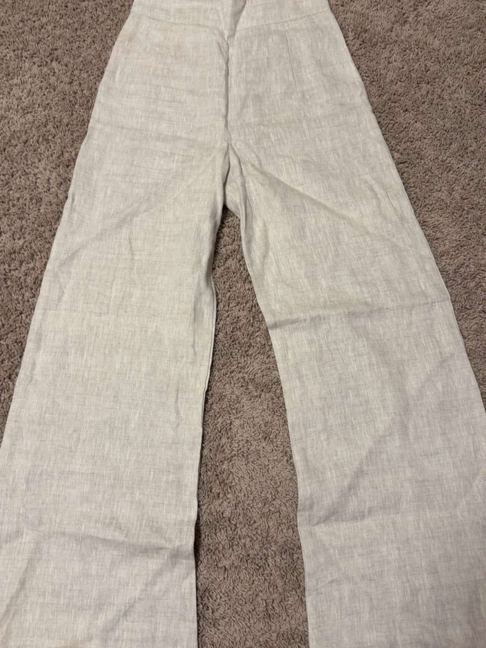 Women's Light Tan Wide Leg Linen Pants